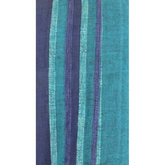 Blue striped woven cotton vintage boho blazer jacket/Cheppu Nepal cover up - Picture 2 of 4